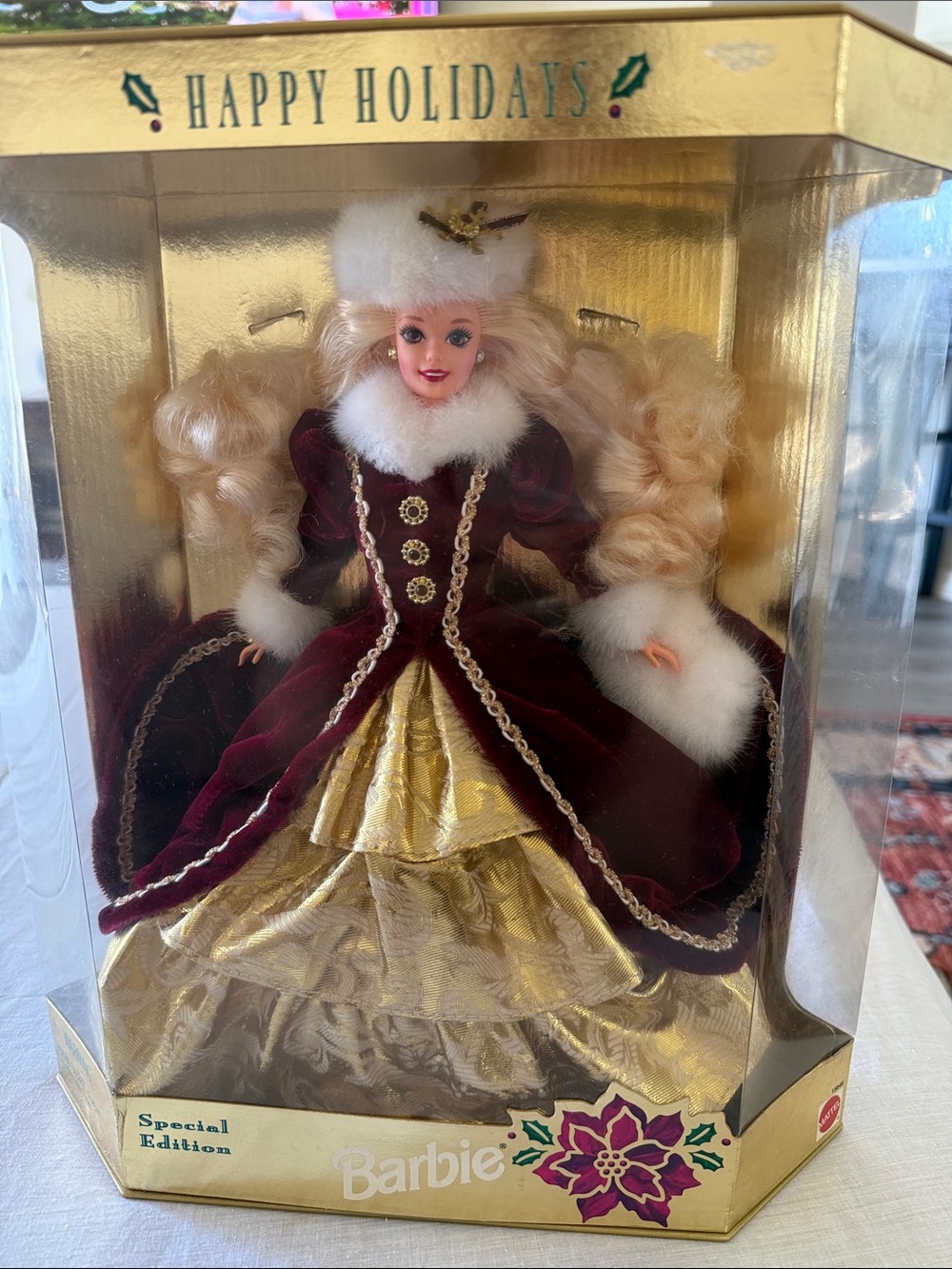 Barbie Holiday Velvet & Gold Kids Costume Doll Outfit - Burgundy and Gold